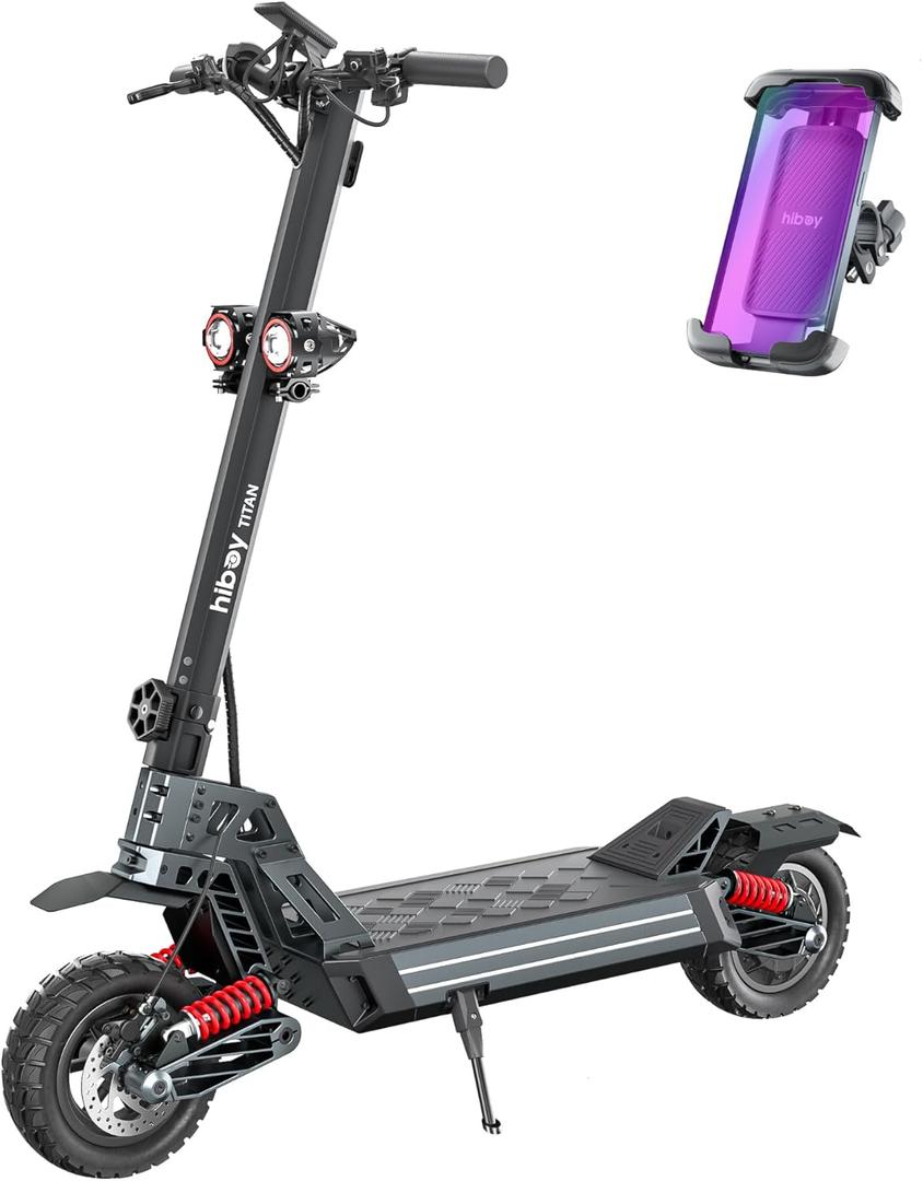 Hiboy Titan Series Electric Scooter, Up to 4680 Miles Range, 1200W2400W Motor, 2531 MPH, 10" All-Terrain Tires, Dual Suspension, Electric Scooter for Adults with Phone Holder