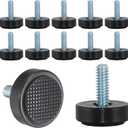 1/4-20 Adjustable Furniture Leveler, 12 Pack Rubber Leveling Feet Screws in Threaded, Feet Levelers Screw On Furniture Glide Leveling for Table, Chair, Furniture Legs