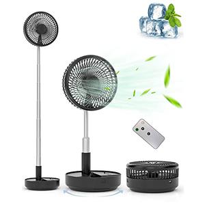 Primevolve Portable Oscillating Standing Fan,Rechargeable Battery Operated USB Floor Table Desk Fan with Remote, Bedroom Camping Travel Fans Black 7.7"