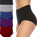 Annenmy Women's High Waist Cotton Underwear Soft Brief Panties Regular and Plus Size 4Pcs