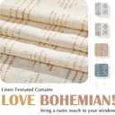 jinchan Boho Kitchen Curtains Linen Tier Curtains 45 Inches Bohemian Cafe Small Drapes Striped Mudcloth Farmhouse for Bathroom RV Camper Light Filtering Rod Pocket 2 Panels Taupe on Beige