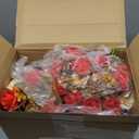 Domensi 6 Sets Wedding Centerpiece for Table Artificial Rose with Vase Fake Bouquets and Metal Pot Floral Arrangements for Mother's Day Holiday Party Event Table Decor (Red)