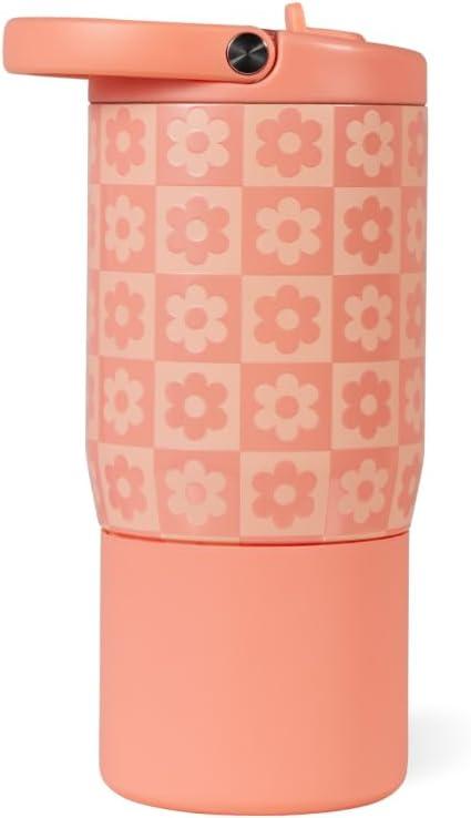 HydroJug Kids 14 oz Sport Water Bottle  Stainless Steel, Insulated, 100% Leakproof, With Carry Handle, BPA-Free  Kid-Friendly Design  Durable & Dishwasher Safe, Daisy Checkers