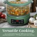COOK WITH COLOR 3L Glass Mini Low Carb Rice Cooker – Holds 2 Cups Raw/Makes 6 Cups Cooked with Auto Lift Filter Basket, Hotpot & Steamer for Rice, Grains, Digital Panel with Keep Warm, Dark Sage