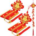 Honoson 2 Chinese New Year Hanging Decorations 2026 Electronic Firecrackers with LED Decorations Spring Festival Ornament Traditional Lucky Tassel Firecracker Decor for Home Door