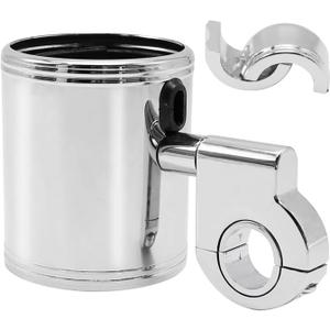 Zreneyfex 200 Chrome Handlebar Mount Motorcycle Metal Cup Holder Rotate 360 Degrees
