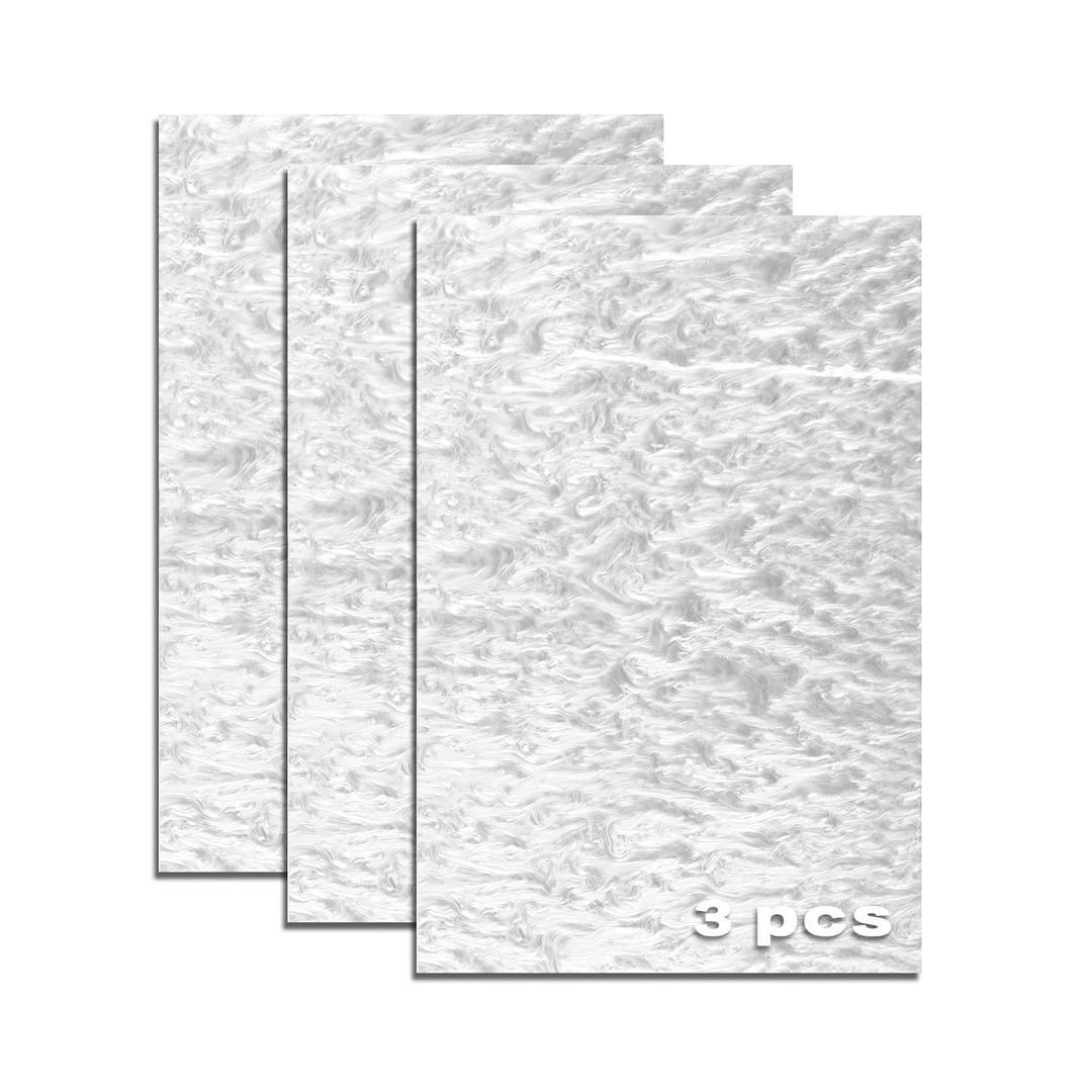 TOEPODO Pearlescent Ripple Cast Acrylic Sheets 1/ 8 Thick for Laser Cutting Plexiglass Sheets for Art Design Crafting DIY Home Decore Festival Ornaments (3, White Marble, 8x12 Inch)