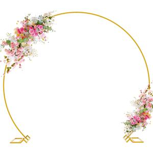 Wokceer Round Backdrop Stand 8FT Gold Wedding Arch Metal Circle Balloon Arch Stand for Birthday Party Wedding Bridal Shower Anniversary Ceremony (8 FT)