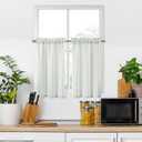 ZJDECOR Cotton Blended Tiers Cafe Panels 45 Inches Long,Green Vertical Stripe on White Light Filtering Fabric,Small Window Curtain for Bathroom Living Room,Rod Pocket,27"Wx45"L(Pack of 2),Green/White