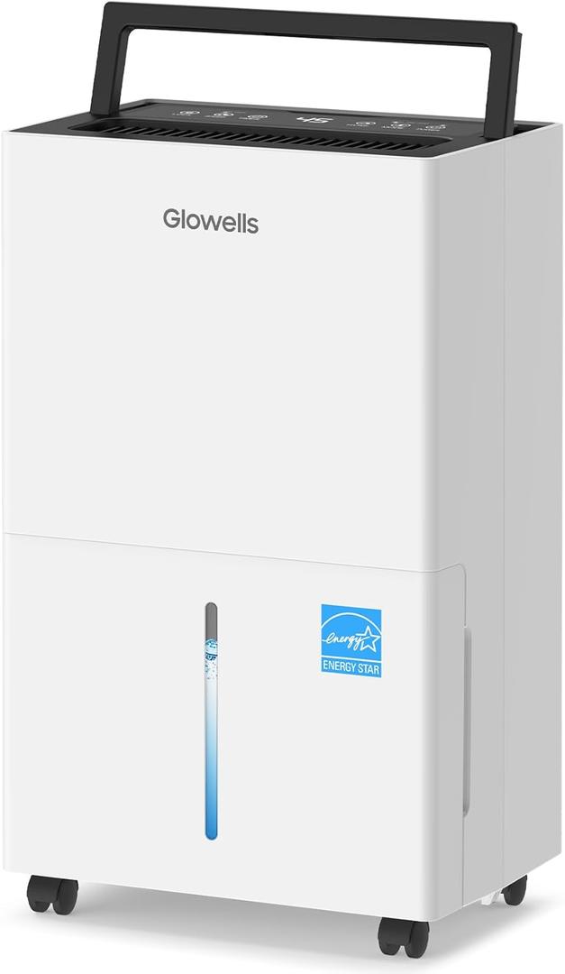 Glowells 4500 Sq.Ft Energy Star Dehumidifier for Basement with Drain Hose, 52 Pints Dehumidifiers for Home, Large Room, RV, Three Modes, Intelligent Humidistat, Quiet Smart Compressor, Auto Defrost