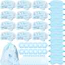 Mimorou 48 Pieces Spa Party Supplies Gift for Mother's Day 12 Spa Headband 12 Plush Sleep Eye Mask 12 Velvet Scrunchies 12 Organza Bags for Sleepover Slumber Party Graduation Gift(Blue)