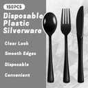 Plastic Silverware 150 PCS Disposable Silverware Heavy Duty Utensil Sets 50 Of Each Forks Knives & Spoons Disposable Cutlery Set For Easter,Birthday,Baby Shower,Garden Party,Wedding(150,Black)
