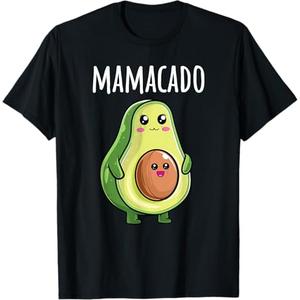 Pregnancy Announcement Shirts Women Mom Funny Mamacado T-shirt, Small, Women, Black