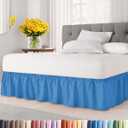 Wrap Around Dust Ruffle Bed Skirt - Royal Blue - for Queen Size Beds w/ 15 Inch Drop - Easy Fit Elastic Strap - Adjustable Pleated Bedskirt w/Brushed Fabric - Wrinkle Free, Women, Men, Kids & Teens