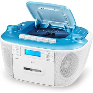 Gelielim Portable CD and Cassette Player Combo - Cassette Tape Player Boombox with AM FM Radio, Boom Box CD Player for Home, AUX/TF/USB/MP3 Player with LCD Display, AC/DC Powered, Gift for Seniors