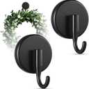 OUTXE Suction Cup Wreath Hanger, Upgraded Reef Hook for Front Door/Glass Window/Over Door, Christmas/Thanksgiving/Halloween/July 4th/Easter/Valentine/Spring/Summer/Fall (Black, 2-Pack)