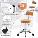 FIRAVOE Ergonomic Desk Stool(Sturdy Rolling Stool with Back)(Swivel Armless Office Chair 19.5"-26.6") Adjustable Footrest Salon Chair (Camel Brown)