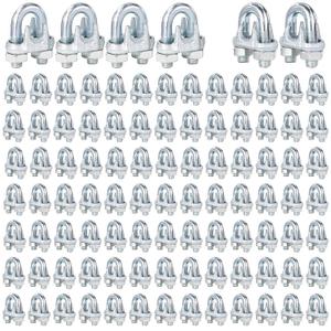 200PCS M6 Galvanized Zinc-Plated Wire Rope Cable Clamp Clips, 1/4" Wire Cable Clamps with U-Bolt Saddle Fasteners for Secure Rigging & Marine Use