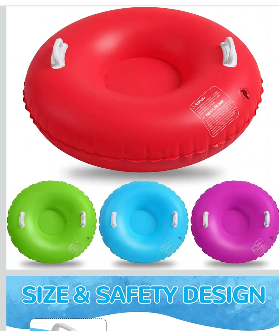 Shappy 4 Pack 36'' 40'' 47'' Snow Tube Inflatable Snow Sleds Heavy Duty Sleds Adults for Winter Outdoor Sports Toboggan with Handles Thickened Bottom