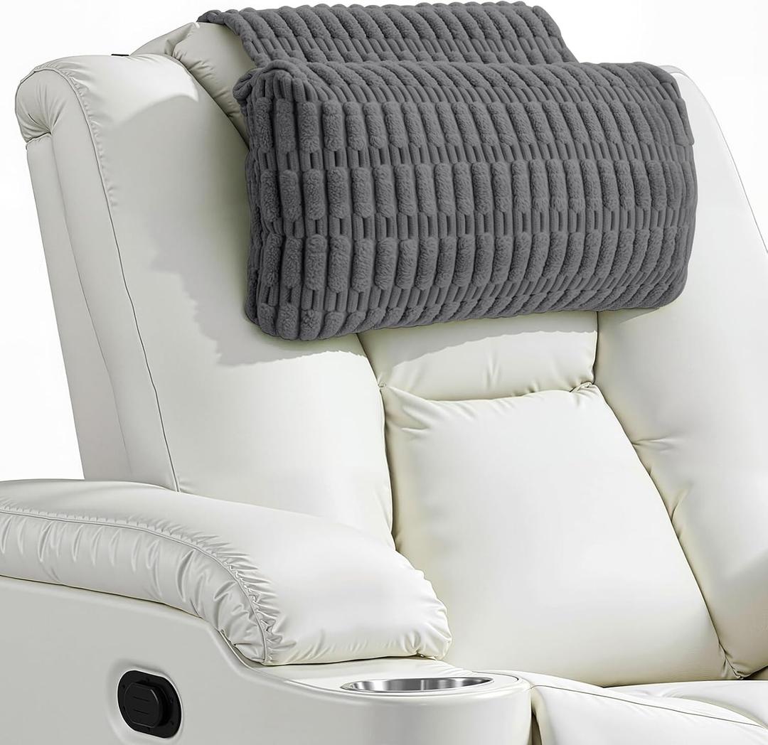 Recliner Pillow Soft Corduroy Neck Pillow for Recliner, Adjustable Recliner Headrest Pillow with Weighted Back Flap Non-Slip Head Pillow for Recliner, Couch, Chair, Sofa