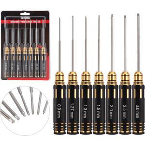 INJORA RC Hex Screw Driver Set-7PCS Car Tool Kit 0.9, 1.27, 1.3, 1.5, 2.0, 2.5, 3.0mm Hexagon Allen Screwdriver Wrenches Sets, Repair for Model Helicopter Drone Boat Car,(Tool-LSD39)