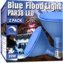 2 Pack PAR38 Blue Led Light Bulbs, Dimmable, 20W, E26 Base, Outdoor Indoor, Christmas Lighting, 1800 LM, Long Lifespan
