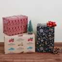 2 x Aimyoo Kraft Christmas Wrapping Paper Set, Vintage Red Black Xmas Gift Wrap Paper Rolls, Deers Snowflakes Merry Christmas Tree Truck Design, 17 in x 10 ft per Roll