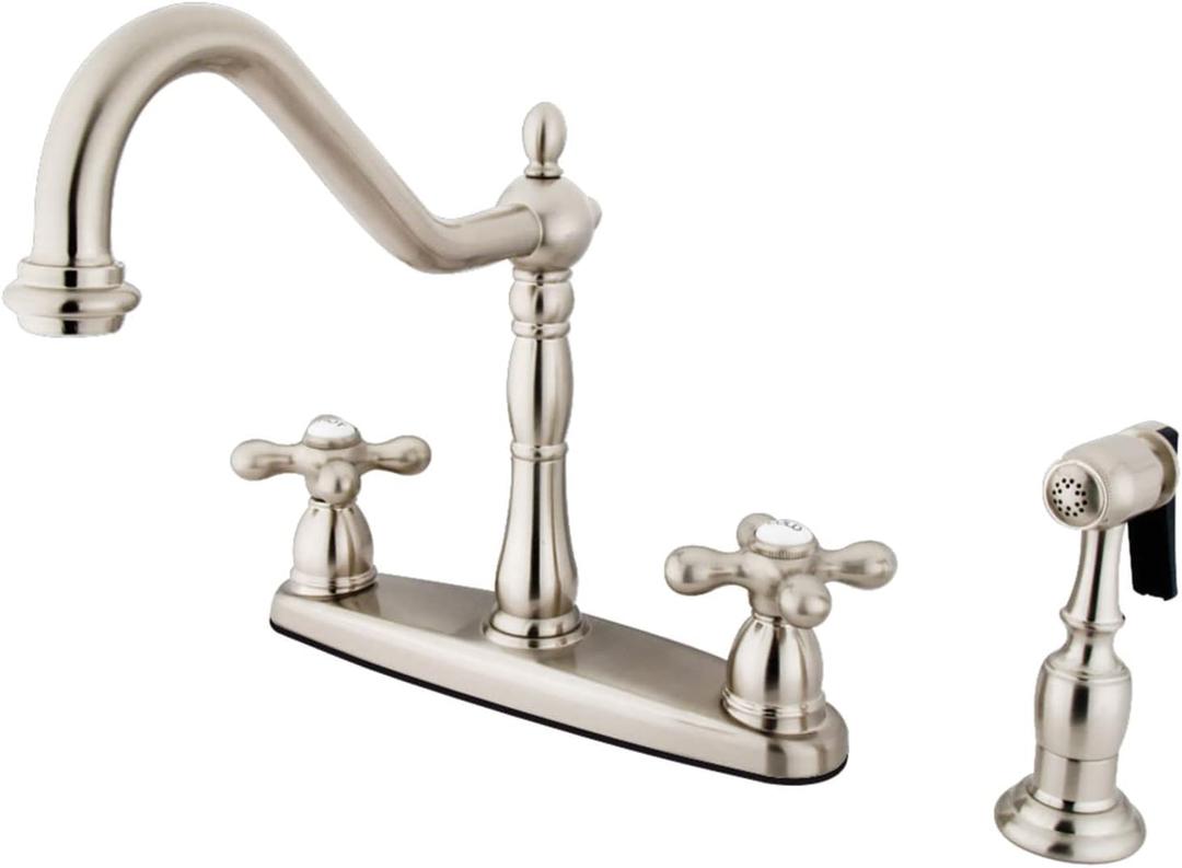 Kingston Brass KB1758AXBS Heritage 8-Inch Centerset Kitchen Faucet, Brushed Nickel