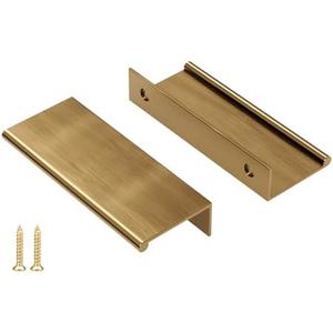 Peaha 10 Pack Kitchen Cabinet Handles 4 inch Champagne Bronze Pulls for Dresser Drawers Door Edge Finger Pull Hardware