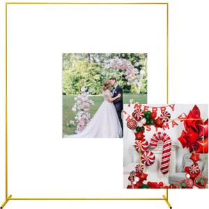 Gold Wedding Arch Backdrop Stand, 6.6FT*5FT Square Balloon and Flower Metal Aluminum Frame for Ceremony, Anniversary, Party, Baby Shower Photo Booth Decoration.
