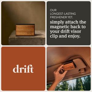 Drift Car Air Freshener - The Original Wood Air Freshener - Car Odor Eliminator - Long Lasting Scent - Metal Clip - Essential Oils - Clean Ingredients