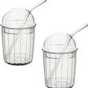 Moiitee 2 Packs 15oz Glass Tumblers with Bubble Lid & Straw - Reusable Iced Coffee Cups, Bubble Tea Cups with Dome Lid, Cute Drinking Cups for Smoothies, Home Office Bar, Dishwasher Safe