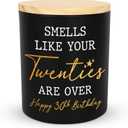 Christmas 30th Birthday Gifts for Men Women - Vanilla Lavender Candle 10oz - 1995 30th Birthday Decorations for Him Her, 30 Year Old Bday Gifts for Daughter Sister Wife Husband, 30 Candles (Black  Birthday Burnout)