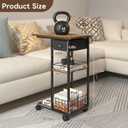 Hayexiha 3-Tier Side Table with Wheels and 360 Rotation, C Table with Drawer, End Table for Couch, Space Saving Small Desk for Narrow Space, TV Tray, Vintage Bedside Table for Living Room, Bedroom