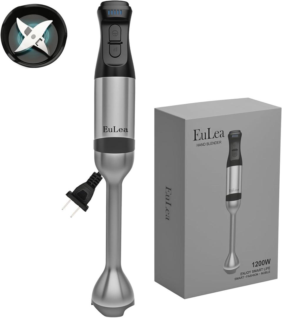 2026 New Immersion Hand Blender, 1200W with 5-Speed Settings, Stainless Steel Blades,with scratch-resistant design, Gift Box Packaging. An Ideal Choice for Blending Soup, Mayonnaise