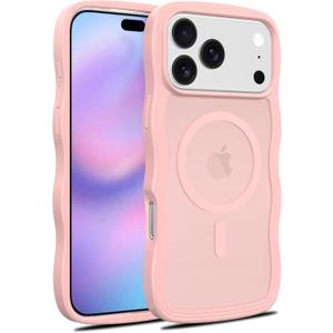 Cute Wave Design Case for iPhone 17 Pro Max, MagSafe Compatible, 16FT Military Protection, Translucent Matte TPU Shockproof Cover,Gray