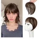 Bangs Hair Clip in Bangs 360°3D Cover Hair Topper Synthetic Hair Pieces for Women Medium Brown Wispy Fake Bangs Toppers for Daily Wear, Size: 3D Wispy Bangs