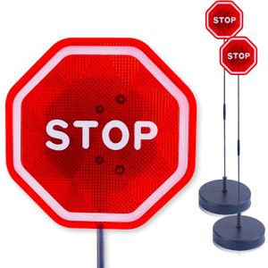Andalus Brands Flashing LED Stop Sign Garage Parking Assistant System | Bumper Sensor,Red (2 Pack)