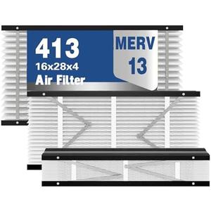 1Pack 413 Replacement Air Filter MERV 13 Compatible with AprilAire Models 1410, 1610, 2410, 2416, 3410, 4400, 16x28x4inch Furnace Filter, 413 Whole House Air Purifiers Replacement Filter