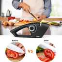 Longzon 6-in-1 Knife Sharpener 5 Stage with Cut-Resistant Glove, Manual Kitchen Tool for Straight & Serrated Knives, Quickly Sharpens Restores & Polishes Dull Blades Safe for Home Kitchen