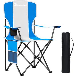 Camping Chairs, 300 LBS Capacity High Back Camping Chair, Portable Outdoor Lawn Chairs Folding with Cup Holder for Picnic, Lawn, Beach, Fishing and Sports (Blue Grey), Large