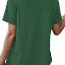 Womens Summer Tops Short Sleeve Asymmetrical Neck T Shirts with Buttons (XX-Large, 06-green)