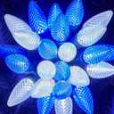 Outdoor Christmas Lights - 100 Ft LED String Lights with Blue & White Strawberry C9 Bulbs, Waterproof Connectable UL Certified for Indoor/Outdoor Use