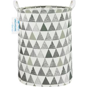 Laundry Basket Canvas Fabric Collapsible Organizer Basket for Storage Bin Toy Bins Gift Baskets Bedroom Clothes Children Nursery Hamper (Grey triangle)