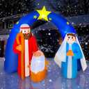 SEASONBLOW 7 FT Christmas Inflatable Nativity Scene with Star of Bethlehem Archway Decoration, LED Lighted Xmas The Birth of Jesus Scene Blow Up Decor for Lawn Yard Indoor Outdoor Holiday Party