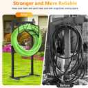 Freestanding Outdoor Garden Hose Holder, Heavy Duty Metal Storage Stand with 4 Spikes, Space Saving Organizer for Patio, Lawn, Backyard, Holds up to 150ft Hose, Black