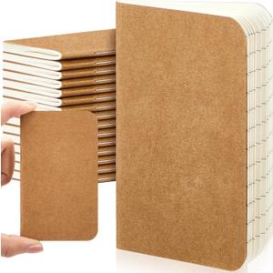 Outus 15 Pcs Mini Pocket Notebook 2.5" x 4" Small Journal Kraft Paper Notepads Bulk Softcover Pocket Notepad Memo Diary Subject Notebooks for Traveler Worker(Brown,Lined Style)