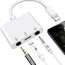 Microphone & 3.5mm Headphone Adapter for iPhone Microphone Adapter for Live-Streaming with Charging Port Lighting to Audio & MIC Adapter Compatible with iPhone/iPad