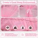 Twin Size Bed Canopy with Lights, Bed Canopy for Girls Princess with Luminous Stars, Canopy Bed Curtains for Twin Bed Kids Indoor Decor Bedroom, 4 Corner Post Bunk Bed for Student Dormitory, Pink