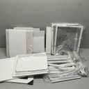 Somdot White Nightstand with Charging Station and LED Light, Wide 5 Drawers Dresser for Bedroom with Fabric Bins and Open Shelf for Bedroom Kids Closet Dorm Guest Room, White Leather (11.4"D x 26.2"W x 27.8"H (5 Drawers)